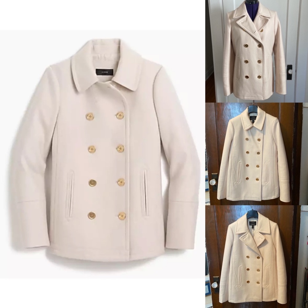 NWOT J Crew Andover Italian Wool Blend 6T Peacoat in Dune, Cream 6 Tall S/M